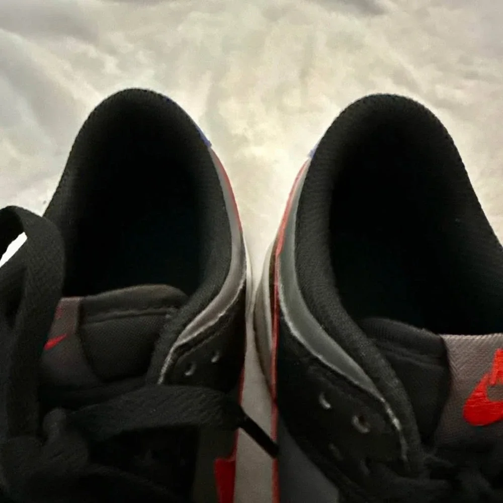 Nike Dunk Low Kids Black Red Blue Swoosh Casual Sneakers‎ Shoes Size 6